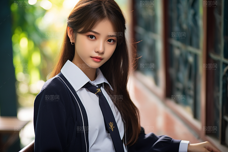 校服人物清新高清摄影图