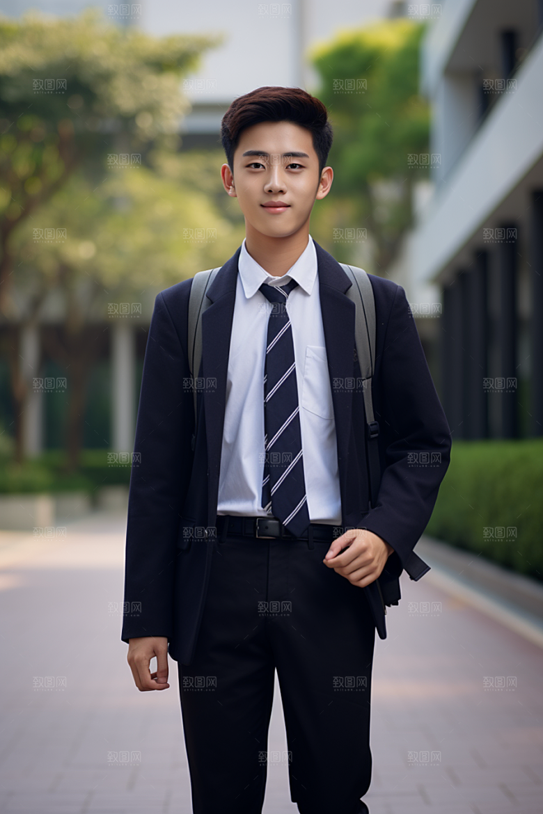 校服人物人像学生摄影图