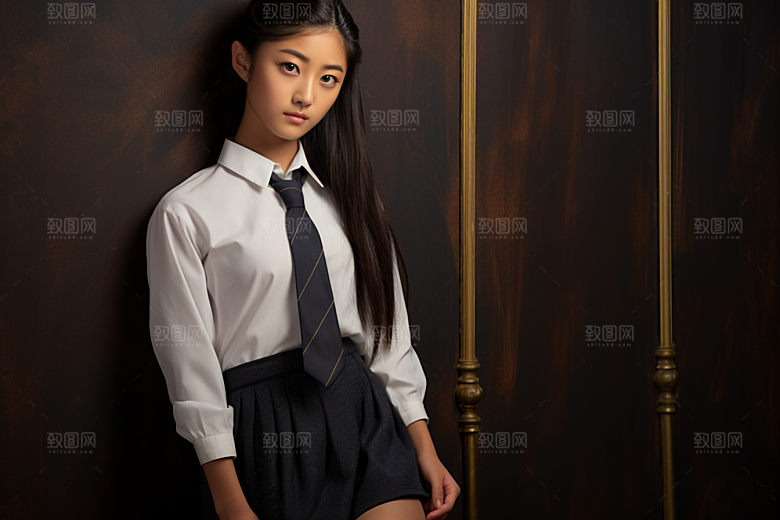 校服人物人像清新摄影图