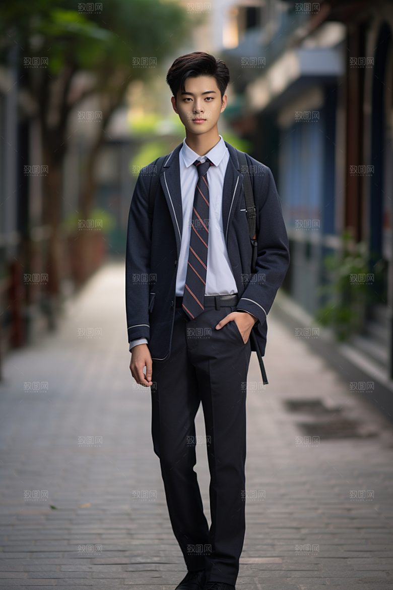 校服人物肖像自然摄影图
