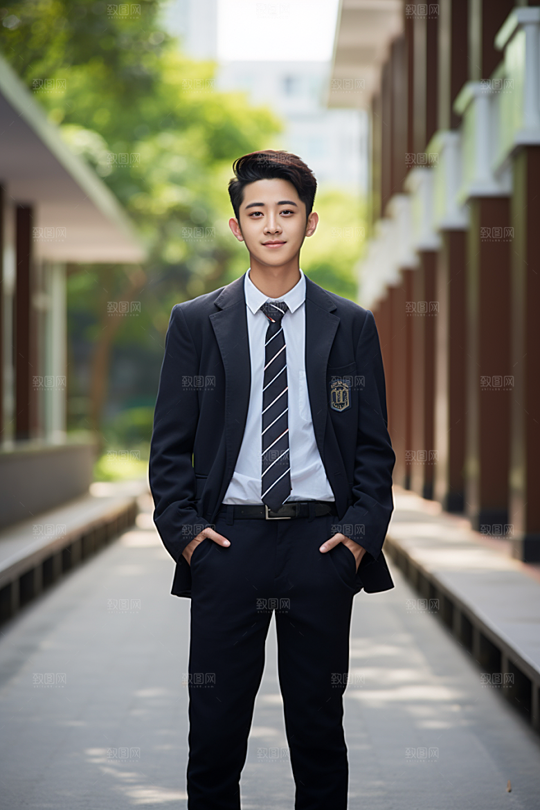 校服人物人像学生摄影图