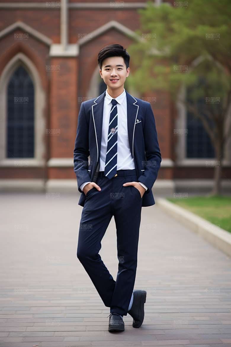 校服人物靓丽肖像摄影图