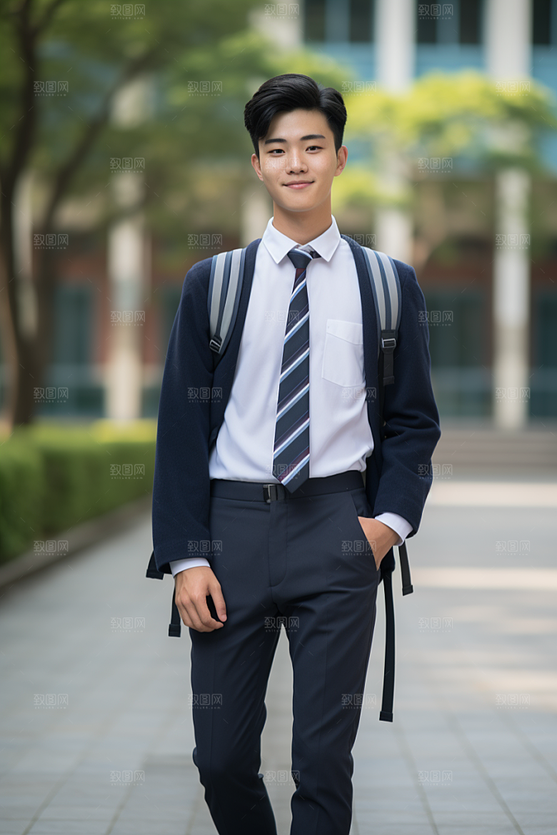 校服人物学校清新摄影图