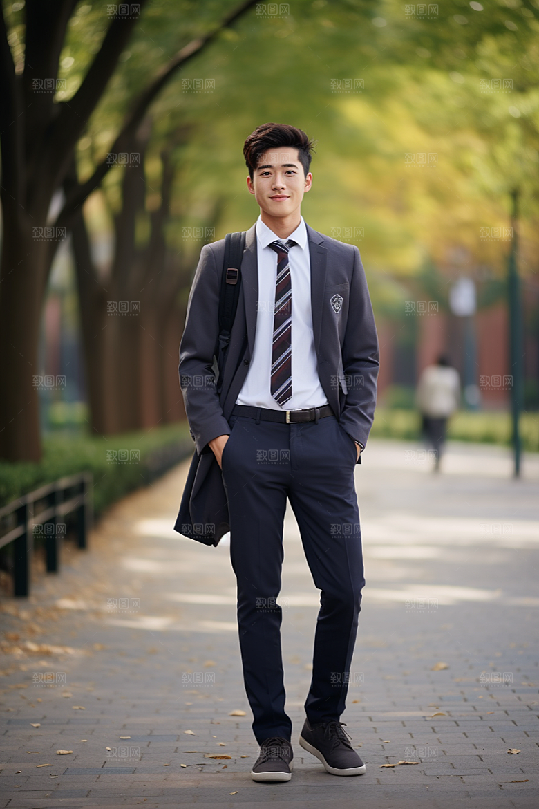 校服人物人像校园摄影图