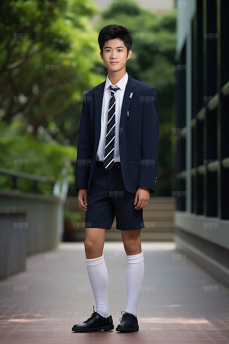 校服人物人像学生摄影图