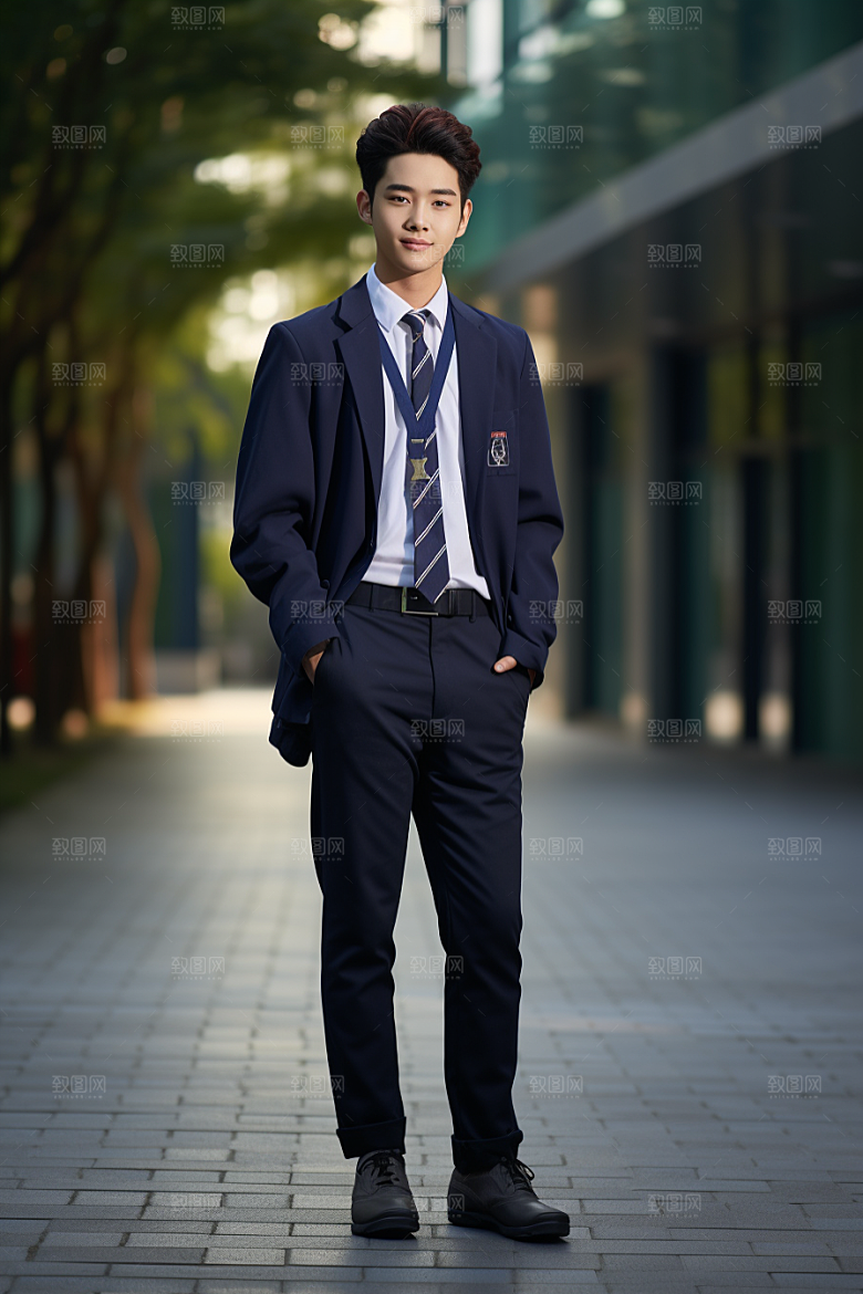 校服人物制服学校摄影图