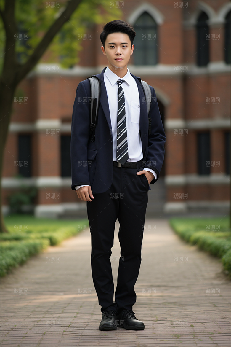 校服人物青少年高中摄影图