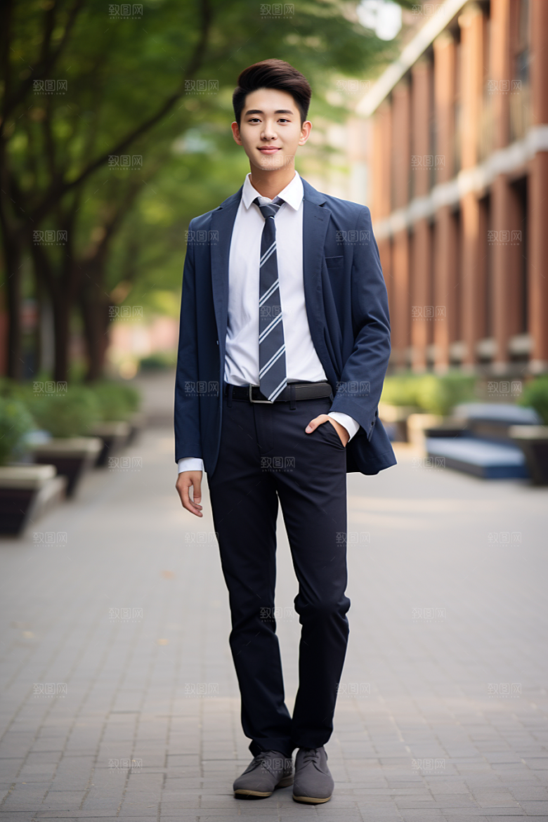 校服人物青少年高中摄影图