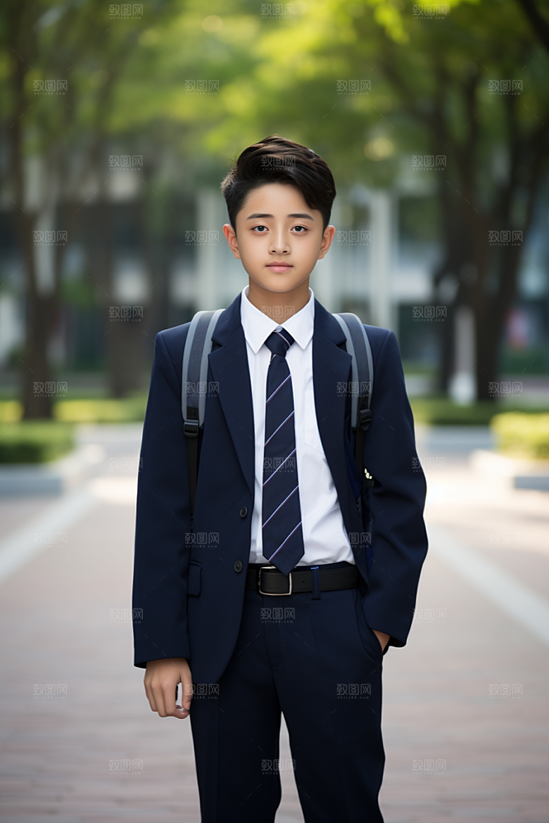 校服人物校园制服摄影图