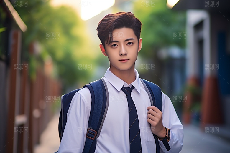 校服人物学生校园摄影图