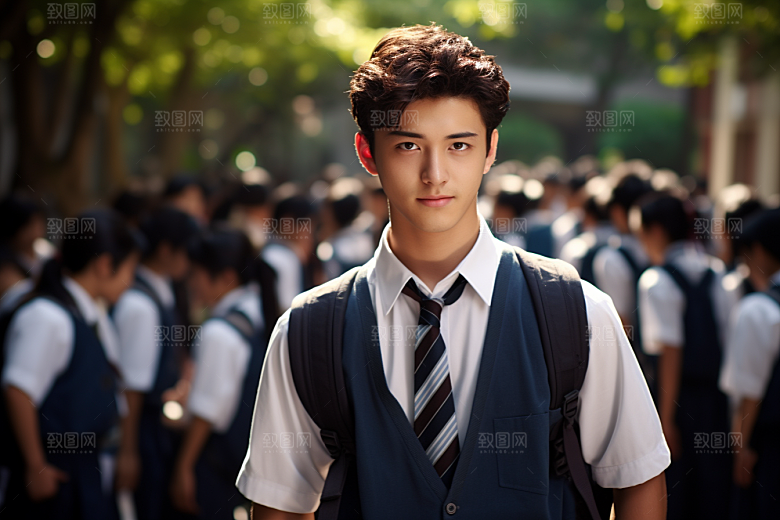 校服人物人像学生摄影图