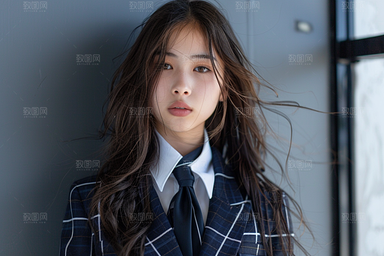校服人物肖像靓丽摄影图
