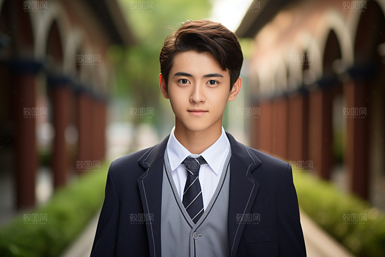 校服人物肖像青少年摄影图