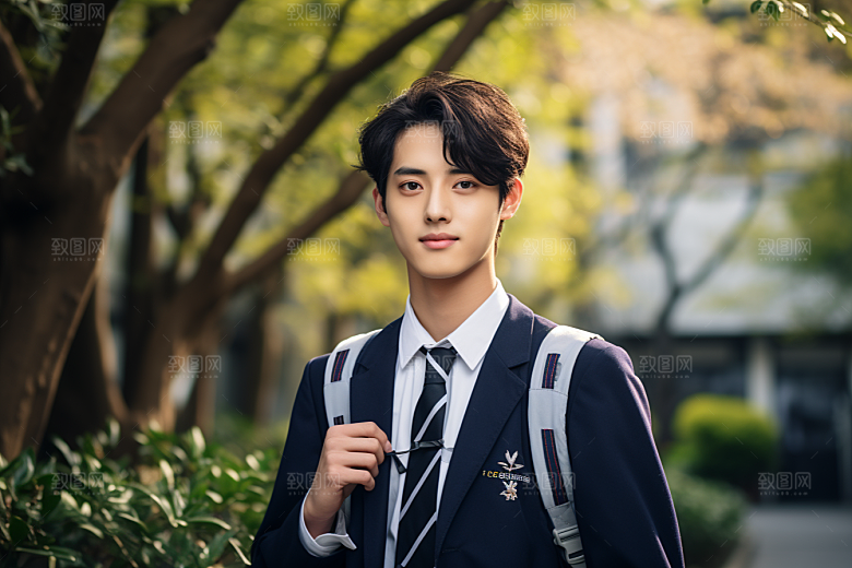 校服人物学校肖像摄影图