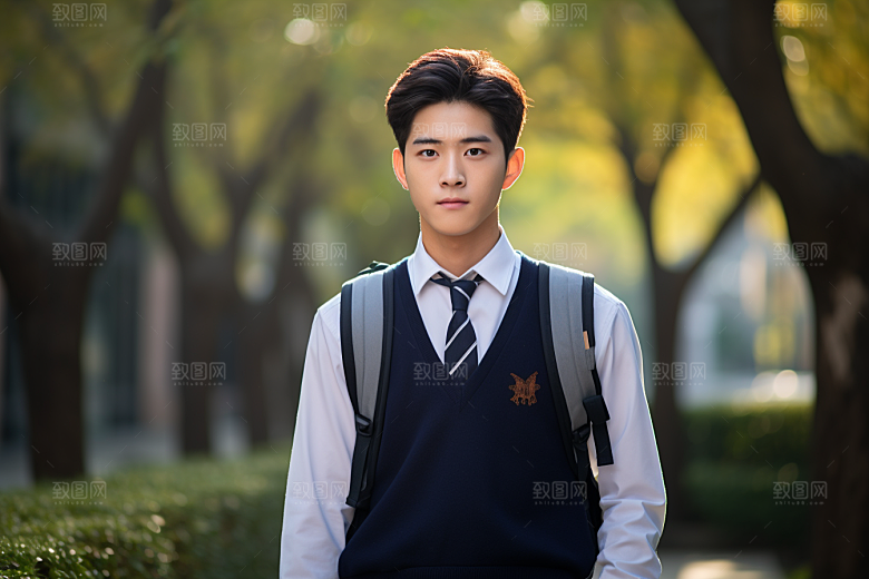 校服人物自然制服摄影图