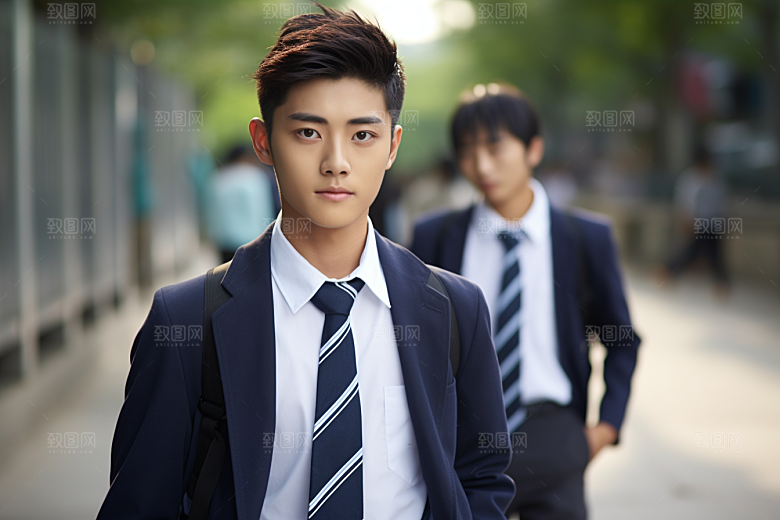 校服人物青少年高中摄影图
