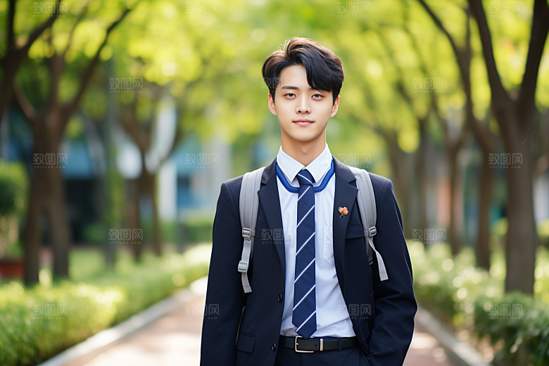 校服人物学生制服摄影图