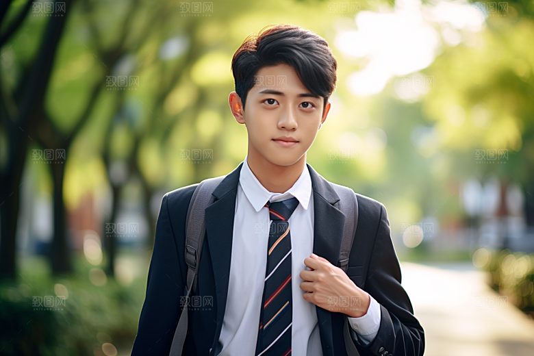校服人物制服学校摄影图