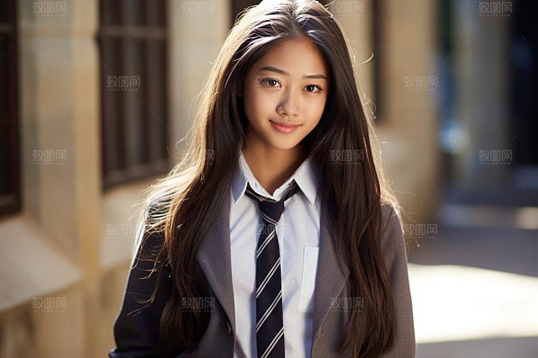 校服人物青少年肖像摄影图
