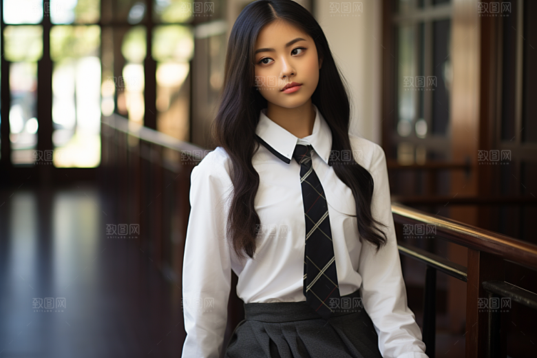 校服人物学校自然摄影图