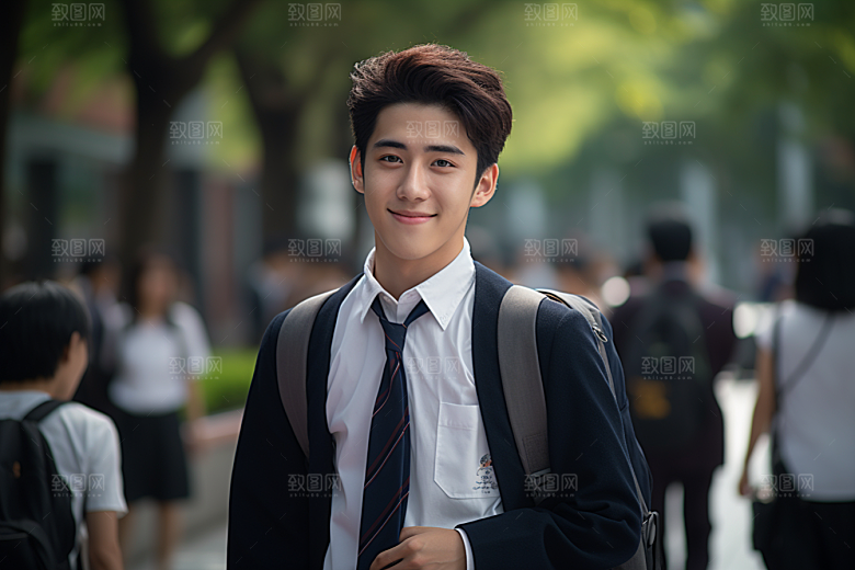 校服人物学校清新摄影图