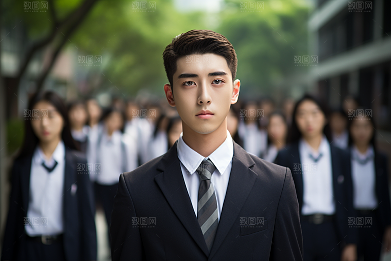 校服人物肖像学生摄影图