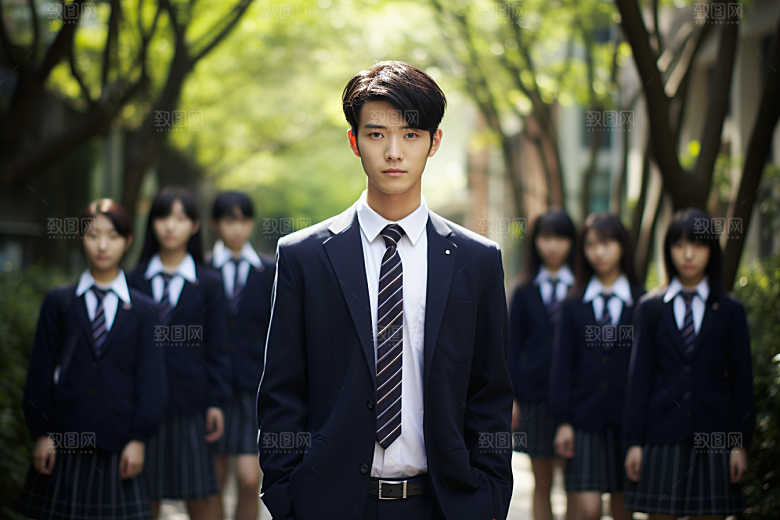 校服人物靓丽学生摄影图