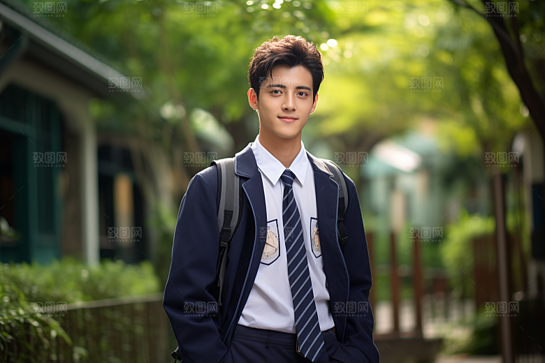 校服人物肖像高清摄影图