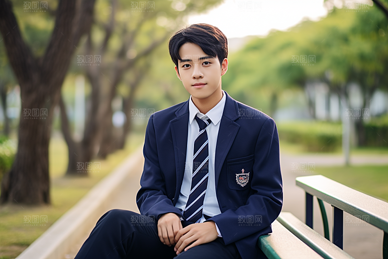 校服人物肖像学校摄影图