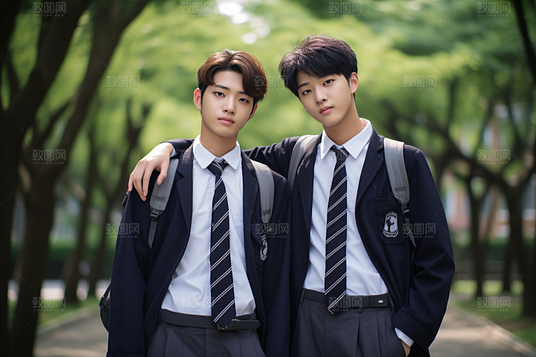 校服人物青少年校园摄影图