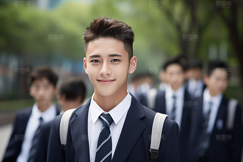 校服人物靓丽自然摄影图