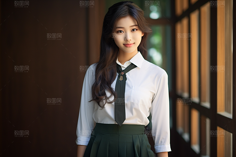 校服人物青少年自然摄影图