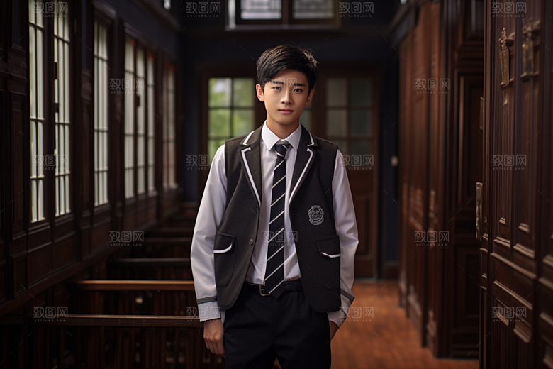 校服人物青少年学生摄影图