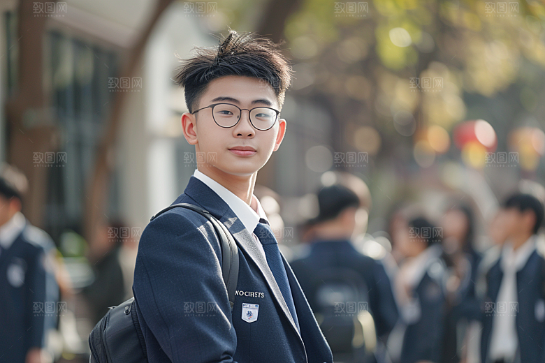 校服人物制服学生摄影图