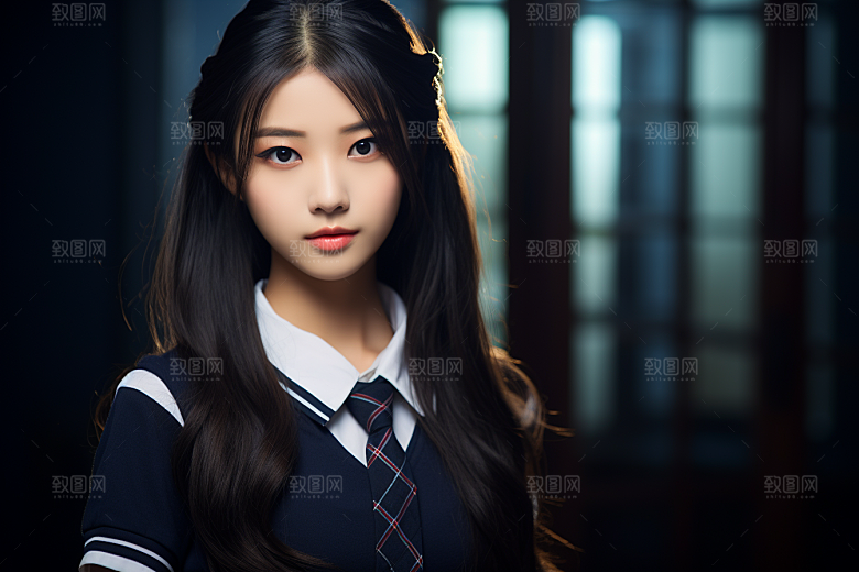 校服人物青少年肖像摄影图