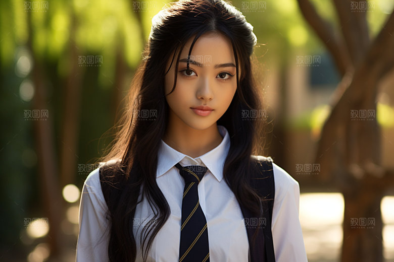 校服人物制服学生摄影图