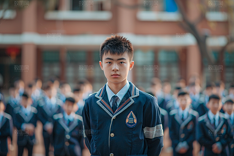 校服人物高中制服摄影图