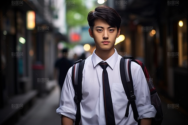 校服人物靓丽高中摄影图