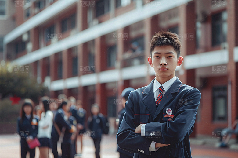 校服人物肖像高清摄影图