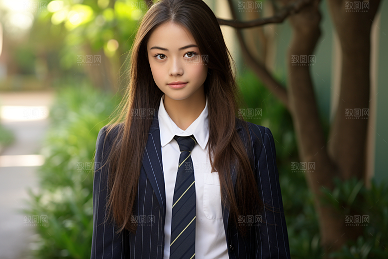 校服人物肖像自然摄影图