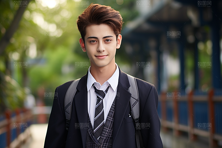 校服人物靓丽制服摄影图