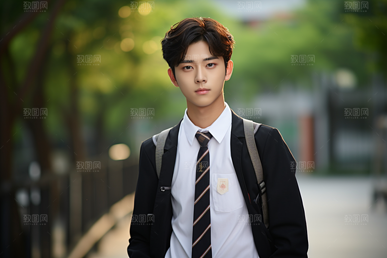 校服人物学校高中摄影图