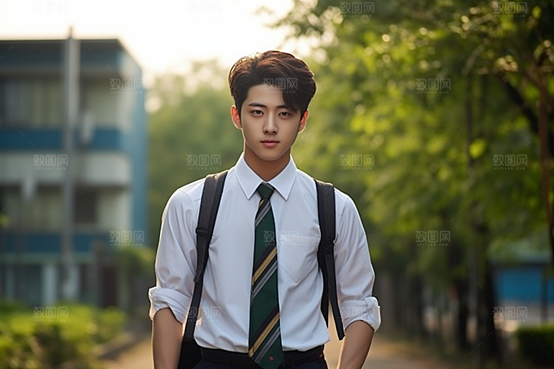 校服人物人像学校摄影图