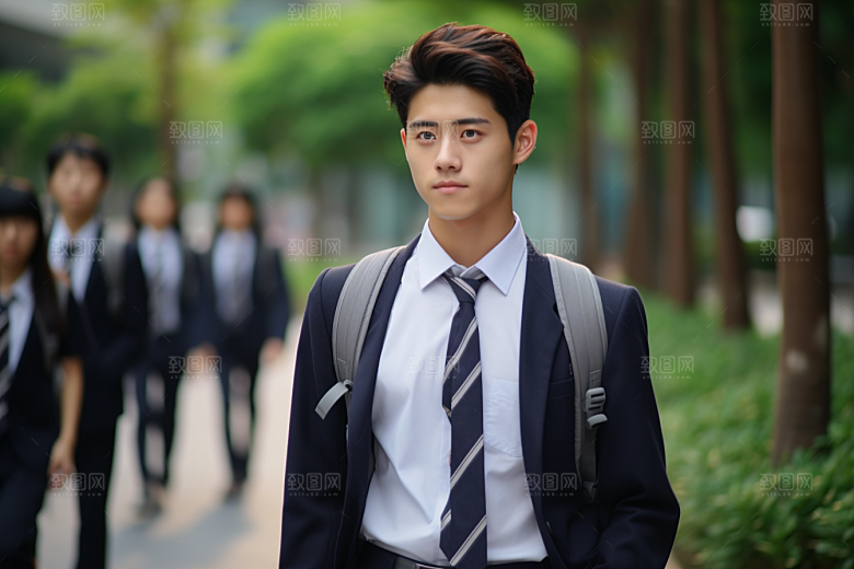 校服人物人像学生摄影图