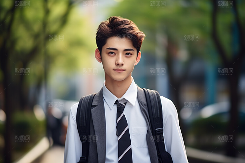 校服人物靓丽肖像摄影图