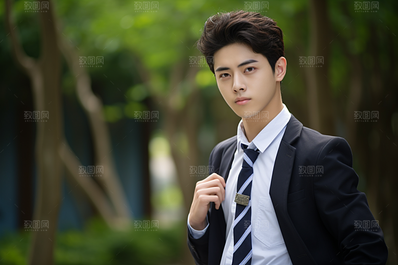 校服人物制服学校摄影图