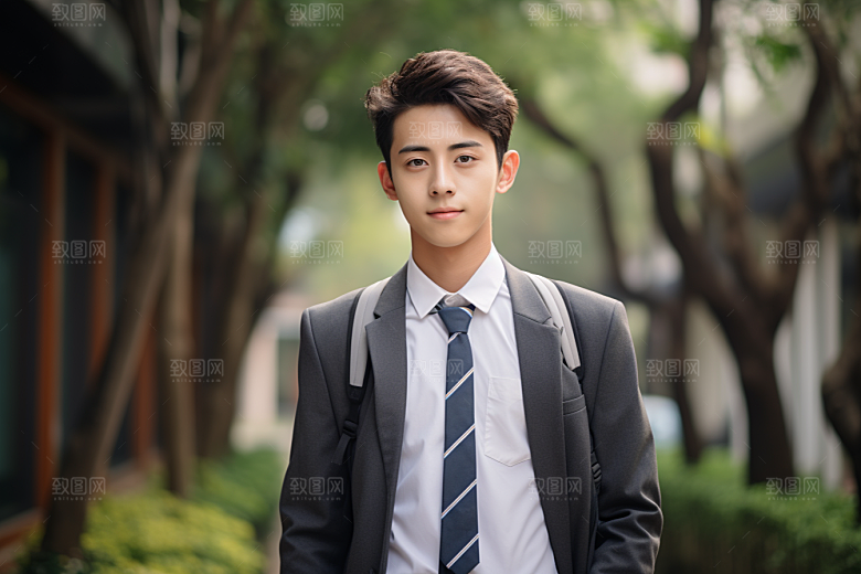 校服人物肖像自然摄影图