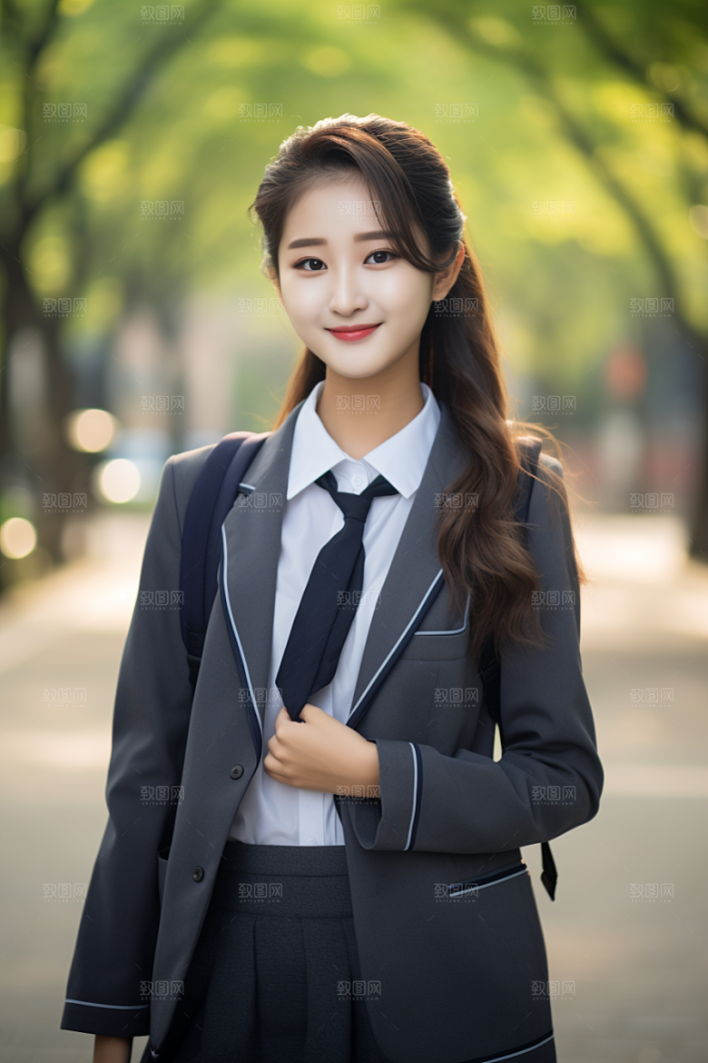 校服人物制服自然摄影图