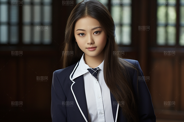 校服人物靓丽清新摄影图