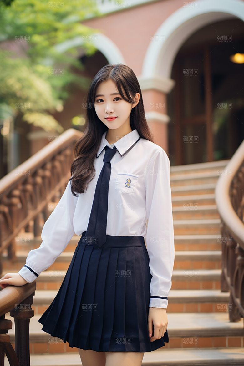 校服人物靓丽人像摄影图